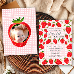 Invitation Berry Rustique Première fraise 1er anniversaire Ph