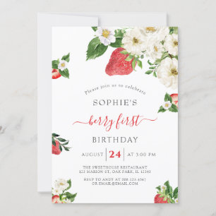 Invitation Berry sucré fraise Premier anniversaire