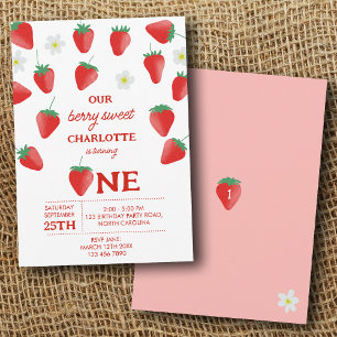 Invitation Berry Sweet 1er Anniversaire Fraise Turner One