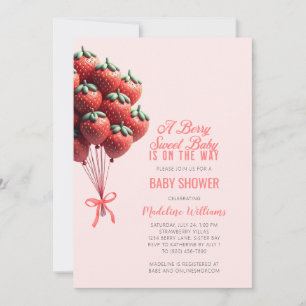 Invitation Berry Sweet Baby Baby shower de ballons fraises