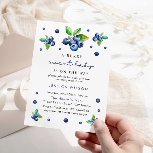 Invitation Berry Sweet Baby Blueberry Baby shower (Créateur téléchargé)