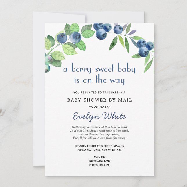 Invitation Berry Sweet Baby est sur le chemin Baby shower par (Devant)