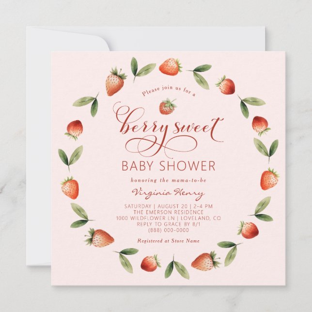 Invitation Berry Sweet Baby shower (Devant)