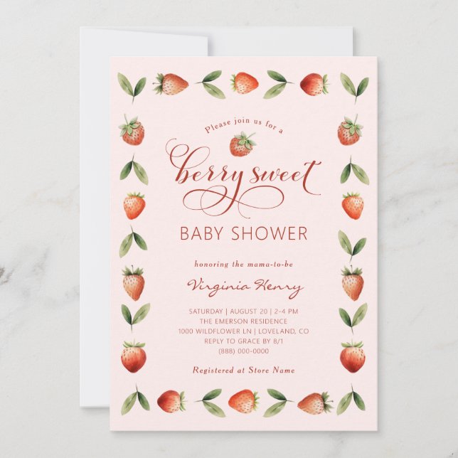 Invitation Berry Sweet Baby shower (Devant)