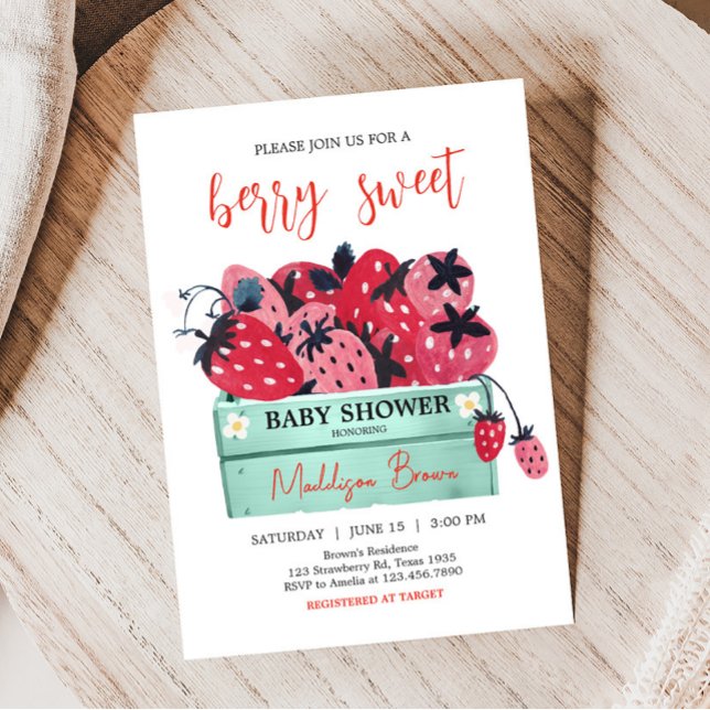 Invitation Berry Sweet Baby shower (Strawberry Baby Shower Invitation)