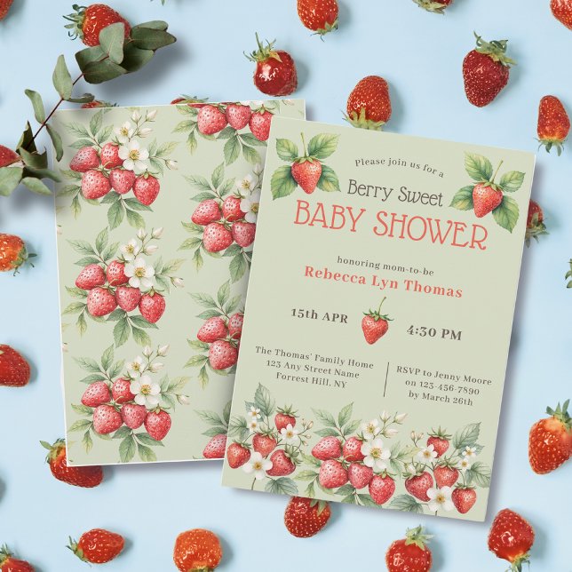 Invitation Berry Sweet Baby shower fraises (Créateur téléchargé)