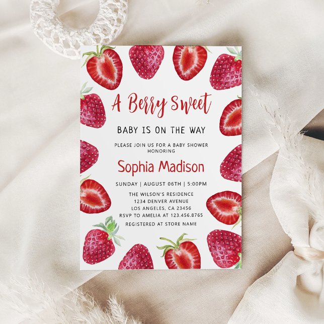 Invitation Berry Sweet | Baby shower Fruits aux fraises (Créateur téléchargé)