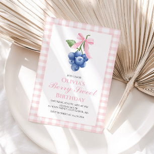 Invitation Berry Sweet Blueberry Rose Bow Coquette anniversai