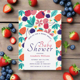 Invitation Berry Sweet fraise Baby shower bleuet