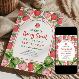 Invitation Berry Sweet pour les 5 ans à la fraise
