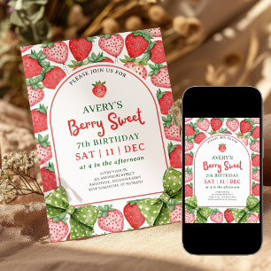 Invitation Berry Sweet pour les 7 ans avec des fra