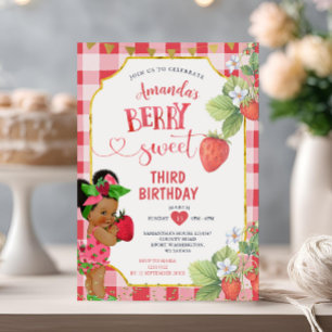 Invitation Berry Sweet Strawberry African Girl 3e anniversair
