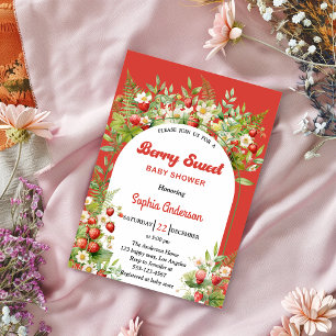 Invitation Berry Sweet Strawberry Baby Shower Floral Fémini
