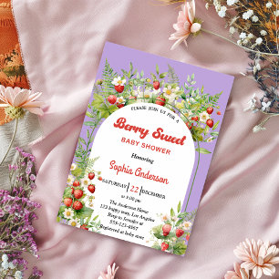 Invitation Berry Sweet Strawberry Baby Shower Floral Fémini
