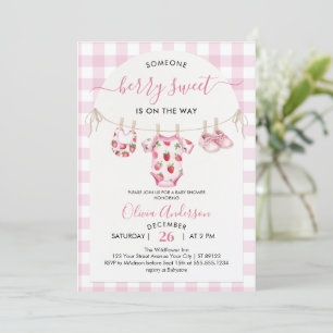 Invitation Berry Sweet Strawberry Baby shower rose