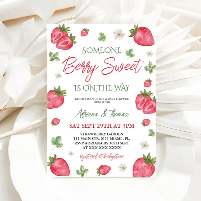 Invitation Berry Sweet Strawberry Girl Baby shower (Créateur téléchargé)