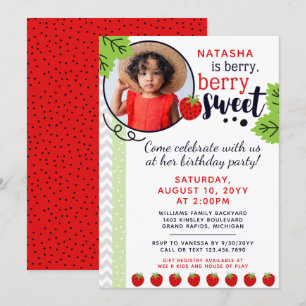 Invitation Berry Sweet Strawberry pour enfants fête d'anniver