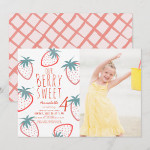 Invitation Berry Sweet Strawberry Rouge Blanc photo Anniversa