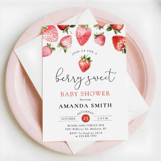 Invitation Berry Sweet Summer Strawberry Baby