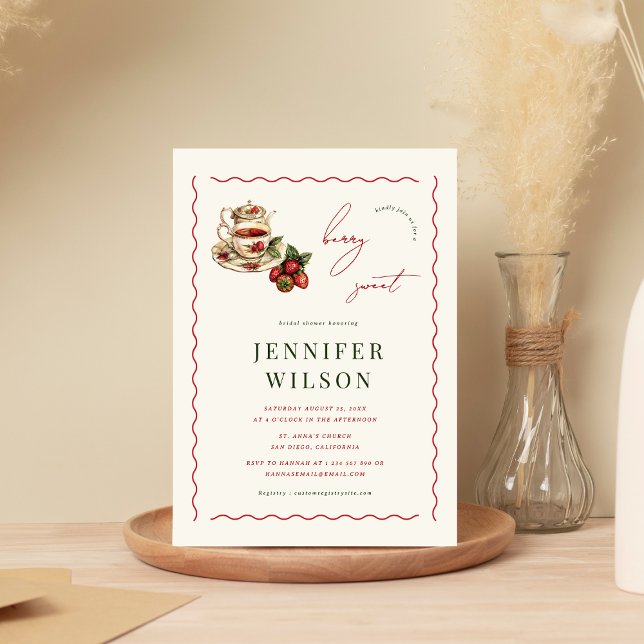 Invitation Berry Sweet Tea Party Fête des mariées fraise (Créateur téléchargé)
