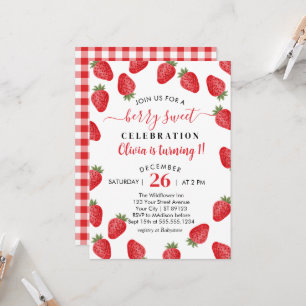 Invitation Berry Sweet tourne 1 fraise 1er anniversaire