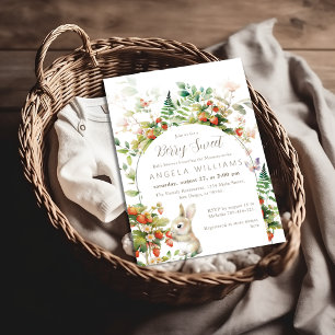 Invitation Berry Sweet Woodland Baby shower fraise