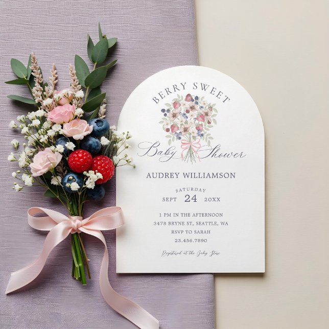 Invitation Berry Wild Bouquet Floral Berry Baby shower sucré (Wild Berry Floral Bouquet Berry Sweet Baby Shower Invitation)