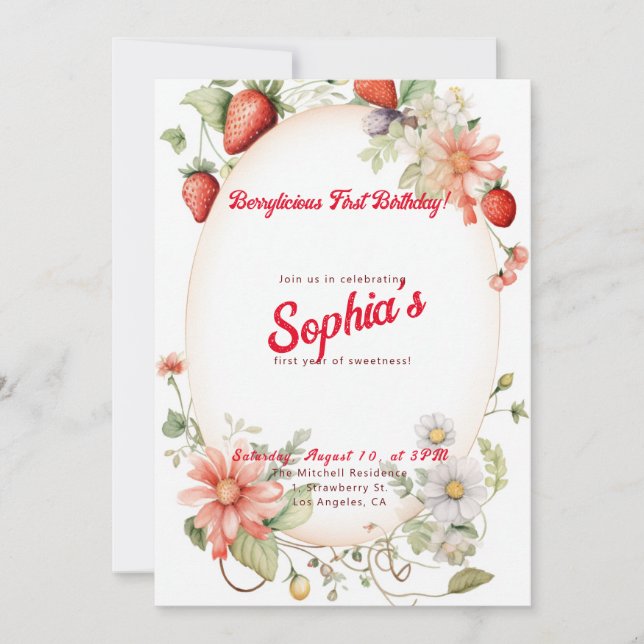 Invitation Berrylicieux premier anniversaire ! 1er anniversai (Devant)