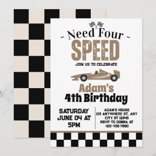 Invitation Besoin de 4 Speed Boy 4e fête d'anniversaire