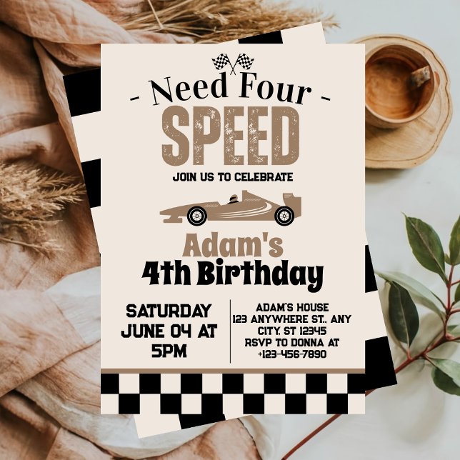 Invitation Besoin de 4 Speed Boy 4e fête d'anniversaire (Créateur téléchargé)