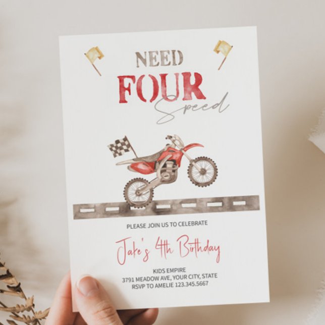 Invitation Besoin de quatre Vitesse en Vélo d'anniversaire (Créateur téléchargé)