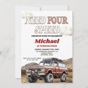 Invitation Besoin de quatre vitesses 4x4 Camion rouge 4e fête