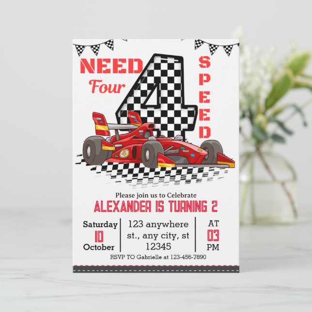 Invitation Besoin de voiture de course à quatre vitesses Anni (Debout devant)