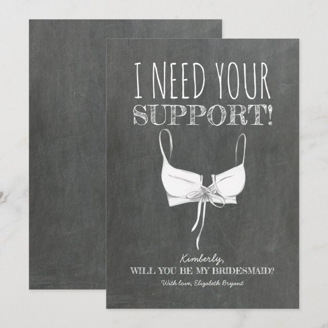 Invitation Besoin De Votre Soutien Funky Bridesmaid Propositi (Devant / Derrière)
