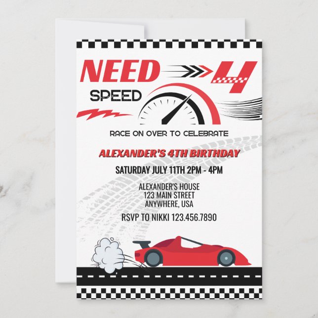 Invitation Besoin d'un anniversaire de enfant de voiture de c (Devant)