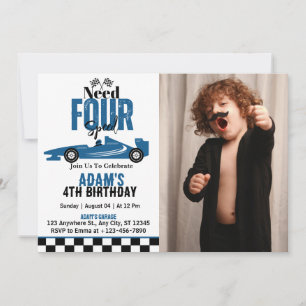 Invitation Besoin d'un garçon de voiture de course à quatre v