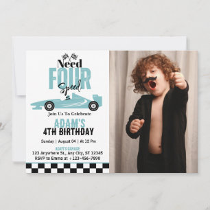 Invitation Besoin d'un garçon de voiture de course à quatre v