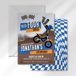 Invitation Besoin d'un Quad Moto Cross Dirt Bike Anniversaire