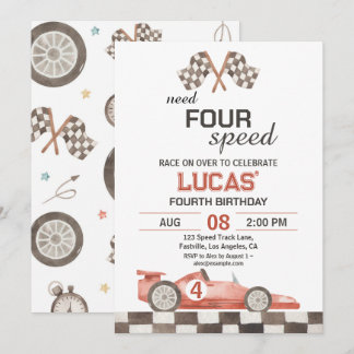 Invitation Besoin d'une voiture de course rouge à quatre vite
