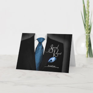Invitation Best Man Request Tuxedo avec Cravate bleue