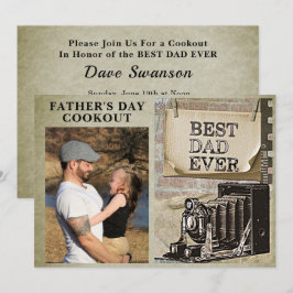 Invitation Best Papa Ever Fête des pères Ajouter Photo Rustic