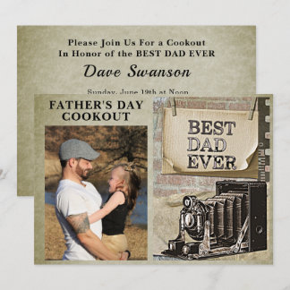 Invitation Best Papa Ever Fête des pères Ajouter Photo Rustic