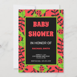 Invitation Bestiole de la dame noire dans le baby shower fore
