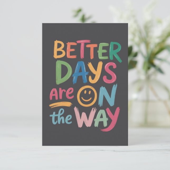 Invitation Better Days Are On The Way Retro Boho Mental  (Debout devant)