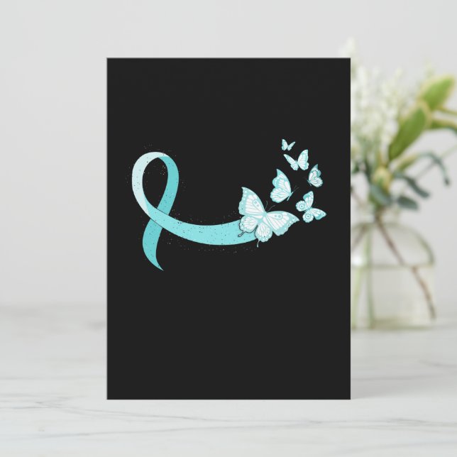 Invitation Beurre à ruban bleu clairSensibilisation au cancer (Debout devant)