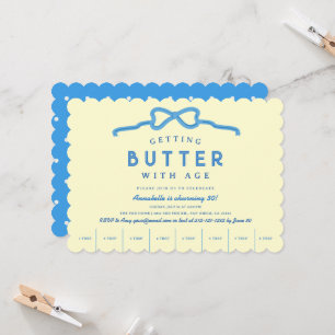 Invitation Beurre avec ruban bleu d'âge anniversaire