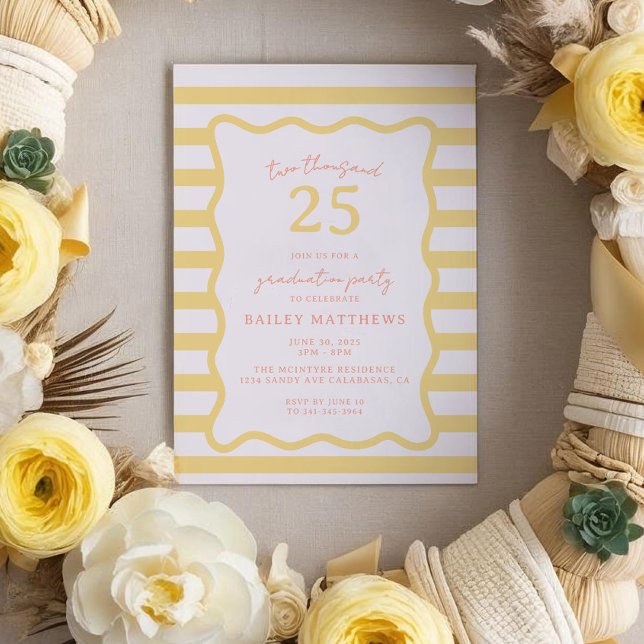 Invitation Beurre Cabana Fun Jaune Fête de Graduation (Butter Cabana Yellow Graduation Invitation. Fun and bright graduation invitation.)