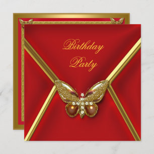 Invitation Beurre de fête d'anniversaire Deep Red Gold Image
