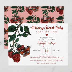 Invitation Beurre de framboise rouge doux Baby shower