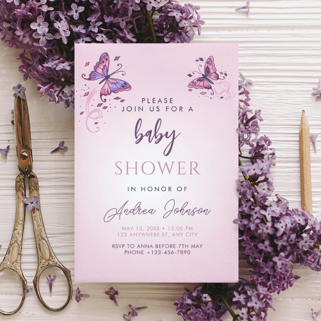 Invitation Beurre délicate Fille Chic Baby shower Party (Créateur téléchargé)